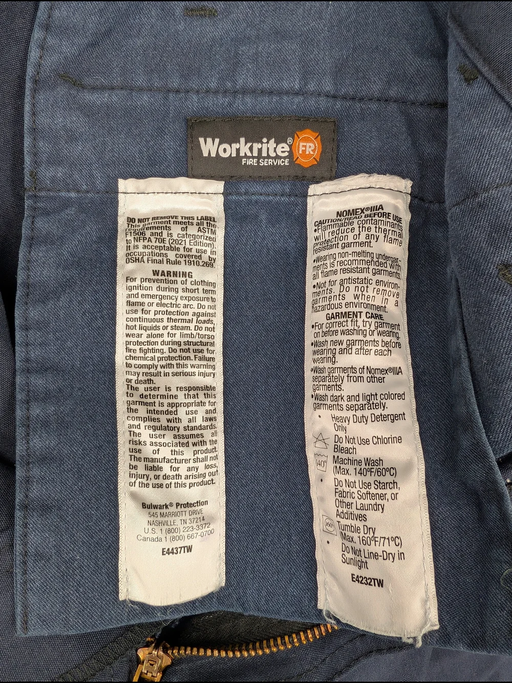Two Pair Of Workrite Fire Service Flame-Resistant Work Trousers / Station Wear